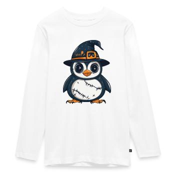 Penguin Halloween Zombie - Teenager Premium Organic Long Sleeve Shirt - white - Front - AI Model Kid Female (0cm)