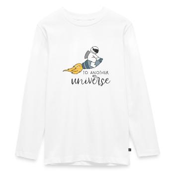 UNIVERSUM FLIEGEN ASTRONAUT RAKETEN RAKETE MOTIV - Teenager Premium Bio Langarmshirt - Weiß - Vorne - AI Model Kid Female (0cm)