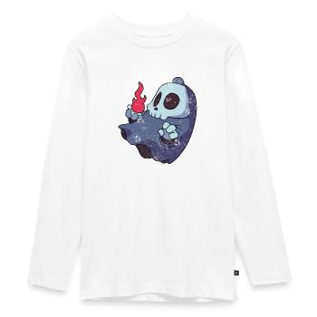 FLIEGENDER GEIST TOTENKOPF COMIC MOTIVE GESCHENK - Teenager Premium Bio Langarmshirt - Weiß - Vorne - AI Model Kid Female (0cm)