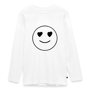 Emoji sketch heart eyes black - Teenager Premium Organic Long Sleeve Shirt - white - Front - AI Model Kid Female (0cm)