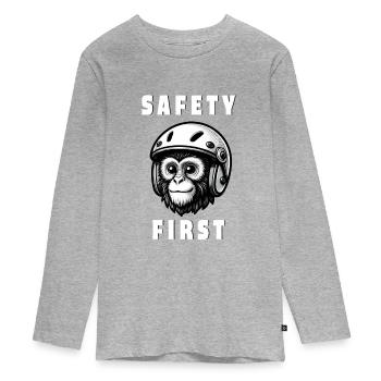 Safety Monkey - Teenager Premium Organic Long Sleeve Shirt - heather grey - Front