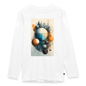 Abstrakte Stadt der Kugeln und Strukturen - Teenager Premium Bio Langarmshirt - Weiß - Vorne - AI Model Kid Female (0cm)