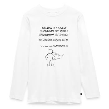 Ich bin ein Superheld! - Teenager Premium Bio Langarmshirt - Weiß - Vorne - AI Model Kid Female (0cm)