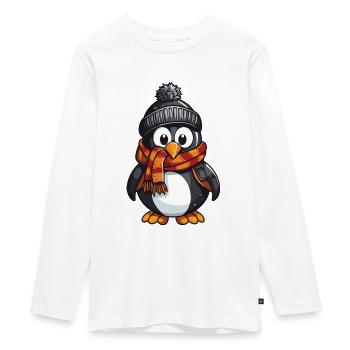 Pinguin Winter Comic - Teenager Premium Bio Langarmshirt - Weiß - Vorne - AI Model Kid Female (0cm)