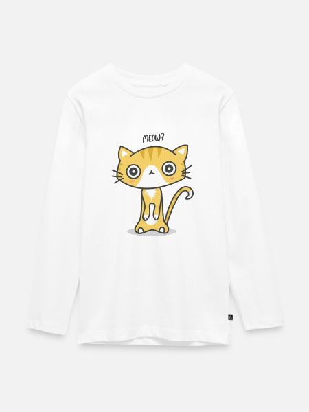 Miau? - Teenager Premium Bio Langarmshirt - Weiß