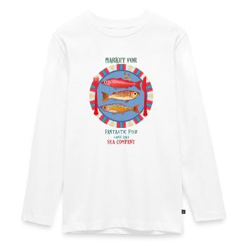Sardines Vintage Advertising (Bright Printing Surfaces) - Teenager Premium Organic Long Sleeve Shirt - white - Front - AI Model Kid Female (0cm)