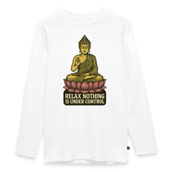 Buddha Lotus Zen Entspannungszitat - Teenager Premium Bio Langarmshirt - Weiß - Vorne - AI Model Kid Female (0cm)