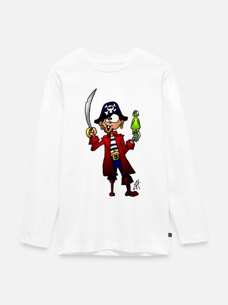 Pirat - Teenager Premium Bio Langarmshirt - Weiß