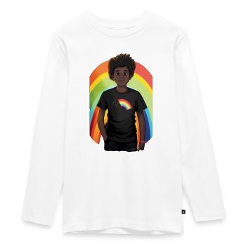 Regenbogen und Kind - Teenager Premium Bio Langarmshirt - Weiß - Vorne - AI Model Kid Female (0cm)