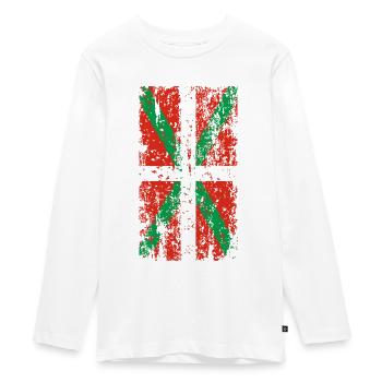Drapeau Pays Basque usé. Ikurriña. - T-shirt manches longues Premium Ado - blanc - Devant - AI Model Kid Female (0cm)