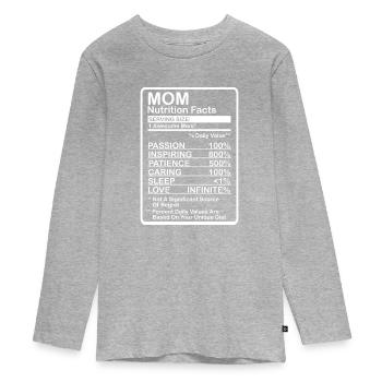 Valeurs nutritionnelles maternelles - T-shirt manches longues Premium Ado - gris chiné - Devant