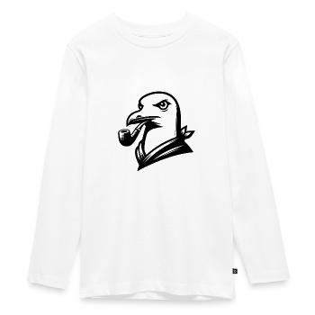 Seagull with Whistle in Cartoon Style - Teenager Premium Organic Long Sleeve Shirt - white - Front - AI Model Kid Female (0cm)