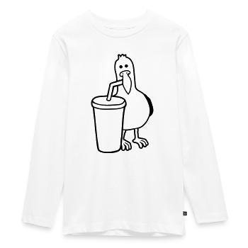 Cola Getränk Möwe trinkt - Teenager Premium Bio Langarmshirt - Weiß - Vorne - AI Model Kid Female (0cm)