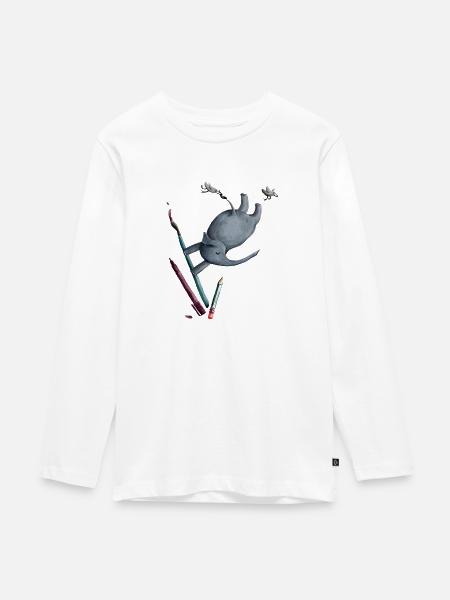 Akrobatik Elefant malen - Teenager Premium Bio Langarmshirt - Weiß