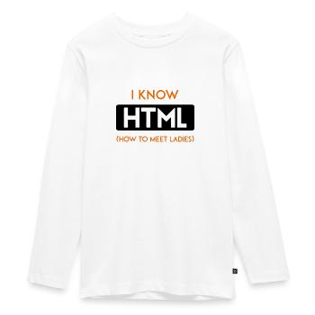 HTML web developer entwickler CSS Programmierer - Teenager Premium Bio Langarmshirt - Weiß - Vorne - AI Model Kid Female (0cm)