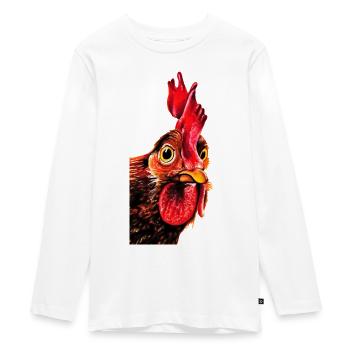 Rooster Herbert - Teenager Premium Organic Long Sleeve Shirt - white - Front - AI Model Kid Female (0cm)