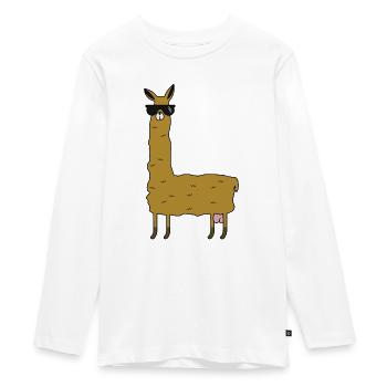 Lama mit Extras - Teenager Premium Bio Langarmshirt - Weiß - Vorne - AI Model Kid Female (0cm)