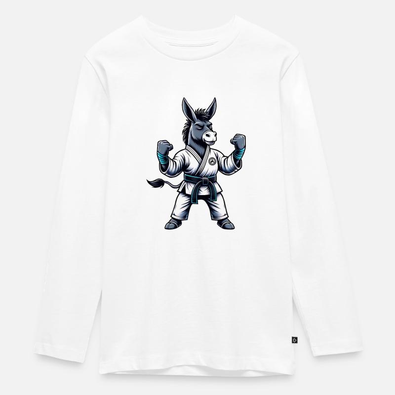 Karaté âne : force et équilibre dans le dojo - T-shirt manches longues Premium Ado - blanc