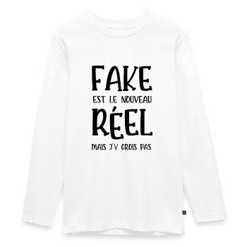 fake est le nouveau réel - T-shirt manches longues Premium Ado - blanc - Devant - AI Model Kid Female (0cm)