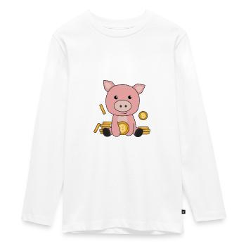 Tirelire Bitcoin Hodl Coins garder numérique - T-shirt manches longues Premium Ado - blanc - Devant - AI Model Kid Female (0cm)