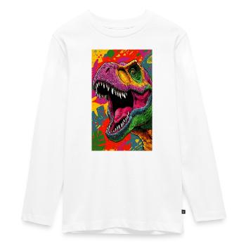 dinosaure - T-shirt manches longues Premium Ado - blanc - Devant - AI Model Kid Female (0cm)