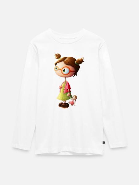 kleines Mädchen mit Brille - Teenager Premium Bio Langarmshirt - Weiß