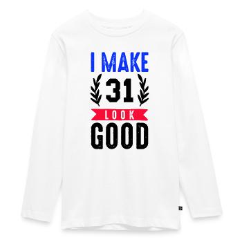 look good 31 - Teenager Premium Organic Long Sleeve Shirt - white - Front - AI Model Kid Female (0cm)