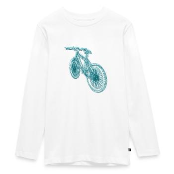 mountainbike,bike,bike,lines,blue - Teenager Premium Organic Long Sleeve Shirt - white - Front - AI Model Kid Female (0cm)