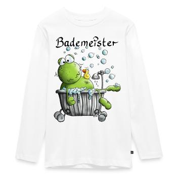 Bademeister Frosch - Teenager Premium Bio Langarmshirt - Weiß - Vorne - AI Model Kid Female (0cm)