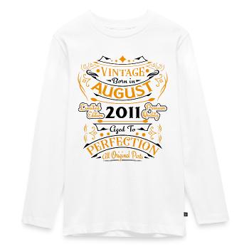 August 2011 - Birthday in August - Teenager Premium Organic Long Sleeve Shirt - white - Front - AI Model Kid Female (0cm)