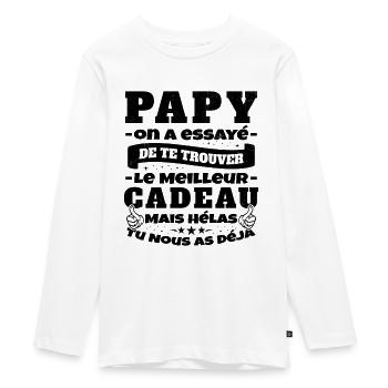 Grand Père Papy Anniversaire Humour Cadeau - T-shirt manches longues Premium Ado - blanc - Devant - AI Model Kid Female (0cm)