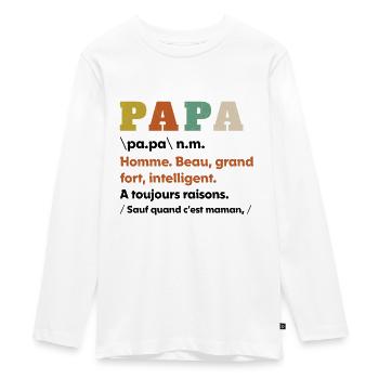 Papa Définition Idée Cadeau pour La Fête des Pères - T-shirt manches longues Premium Ado - blanc - Devant - AI Model Kid Female (0cm)