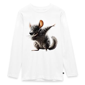 Dabbing Chinchilla Tier Tierliebhaber Cool Dab - Teenager Premium Bio Langarmshirt - Weiß - Vorne - AI Model Kid Female (0cm)