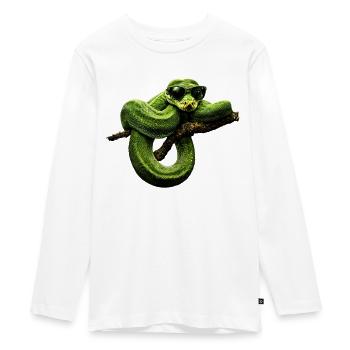 Arbre vert Python Serpents Amoureux Terrarium - T-shirt manches longues Premium Ado - blanc - Devant - AI Model Kid Female (0cm)