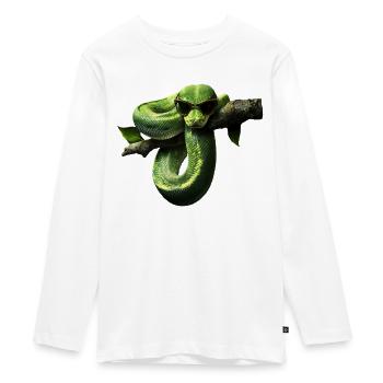 Arbre vert Python Serpents Amoureux Terrarium - T-shirt manches longues Premium Ado - blanc - Devant - AI Model Kid Female (0cm)