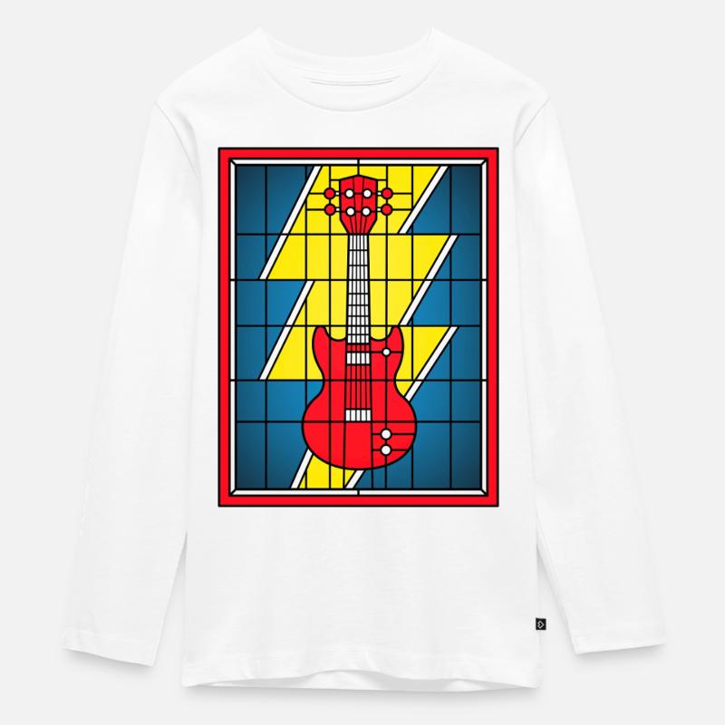 Buntglas-E-Gitarre - Teenager Premium Bio Langarmshirt - Weiß