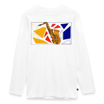 Saxophone en laiton Pop Art - T-shirt manches longues Premium Ado - blanc - Devant - AI Model Kid Female (0cm)
