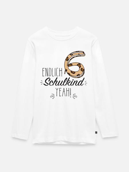 Endlich 6 Schulkind yeah - Teenager Premium Bio Langarmshirt - Weiß