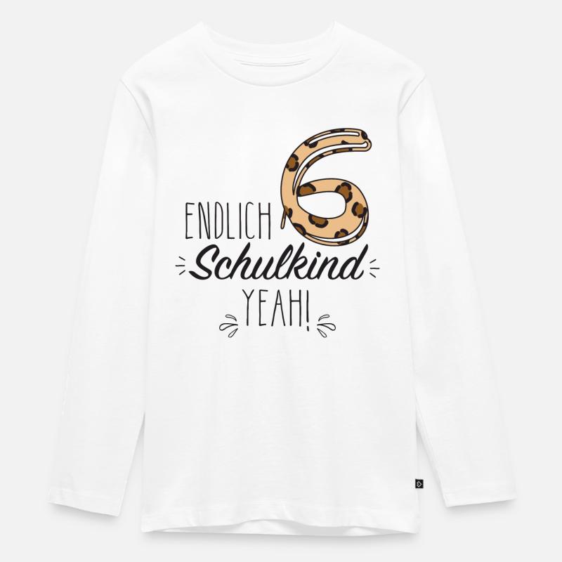 Endlich 6 Schulkind yeah - Teenager Premium Bio Langarmshirt - Weiß