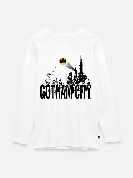 Batman Gotham City Skyline - Teenager Premium Bio Langarmshirt - Weiß