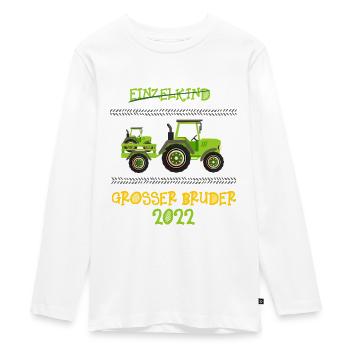 Jungen Grosser Bruder Shirt Traktor 2022 - Teenager Premium Bio Langarmshirt - Weiß - Vorne - AI Model Kid Female (0cm)