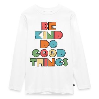 Sei freundlich, tue gute Dinge Inspiration Motivation - Teenager Premium Bio Langarmshirt - Weiß - Vorne - AI Model Kid Female (0cm)