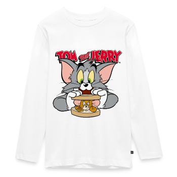 Tom Und Jerry Sandwich - Teenager Premium Bio Langarmshirt - Weiß - Vorne - AI Model Kid Female (0cm)