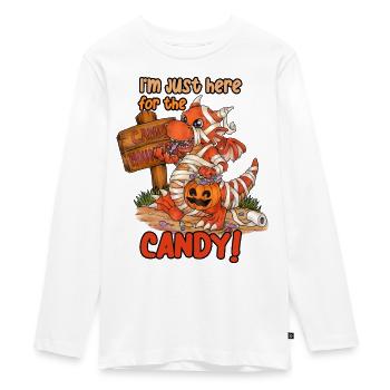 I'm Just Here For Candy Halloween Drache Mumie - Teenager Premium Bio Langarmshirt - Weiß - Vorne - AI Model Kid Female (0cm)
