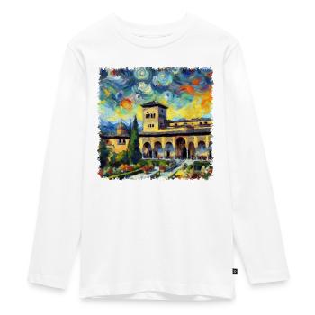 L’emblématique palais de l’Alhambra dans le style Van Gogh - T-shirt manches longues Premium Ado - blanc - Devant - AI Model Kid Female (0cm)