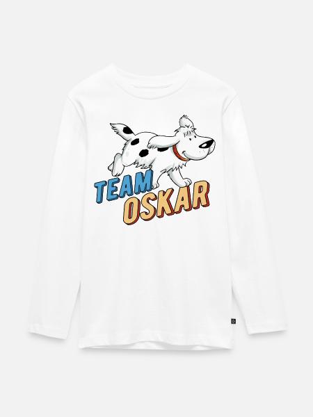 TKKG Team Oskar Hund - Teenager Premium Bio Langarmshirt - Weiß