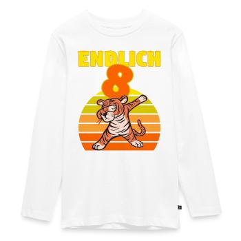 Dabbing Tiger 8 Geburtstag 8 Jahr Löwe witzig dab - Teenager Premium Bio Langarmshirt - Weiß - Vorne - AI Model Kid Female (0cm)