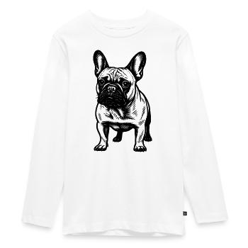 Bouledogue Français Noir Blanc - T-shirt manches longues Premium Ado - blanc - Devant - AI Model Kid Female (0cm)