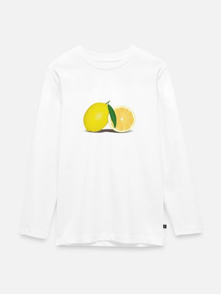 zitrone - Teenager Premium Bio Langarmshirt - Weiß