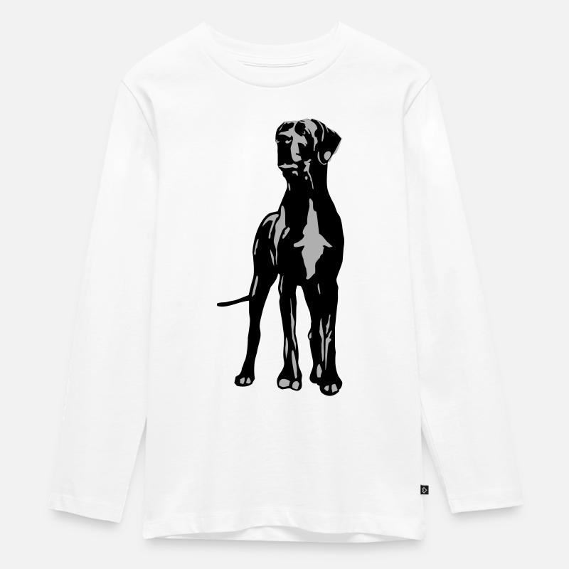 Dino Great Dane 2 couleur - T-shirt manches longues Premium Ado - blanc